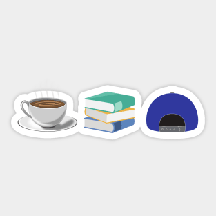 Coffee Cup - Books - Baseball Cap Sticker